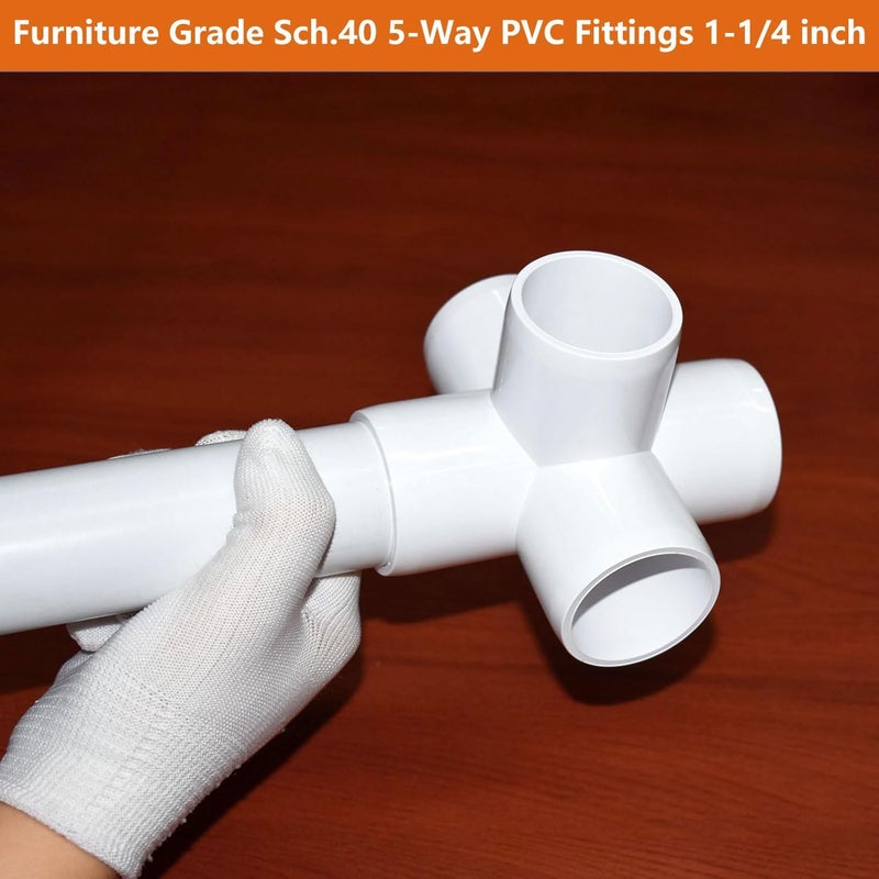 letsFix ‌ 5 Way PVC Fittings 1-1/4 Inch (4-Pack), Furniture-Grade, Heavy-Duty Pipe Connectors for Plumbing, DIY Projects, and Home Furniture Assembly, Compatible with 1-1/4" Schedule 40 PVC Pipes‌ - Image 2